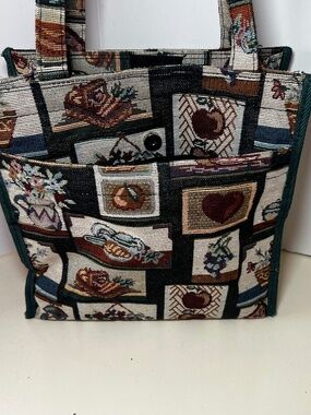 Vintage Tapestry Garden Kitchen Scene Shoulder Tote Bag Kitsch Book Laptop Bag